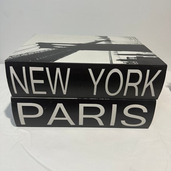 Set of 2 Large Storage Fake Books, New York, Paris 14" x 10.5" x 7.25" - Picture 2 of 11